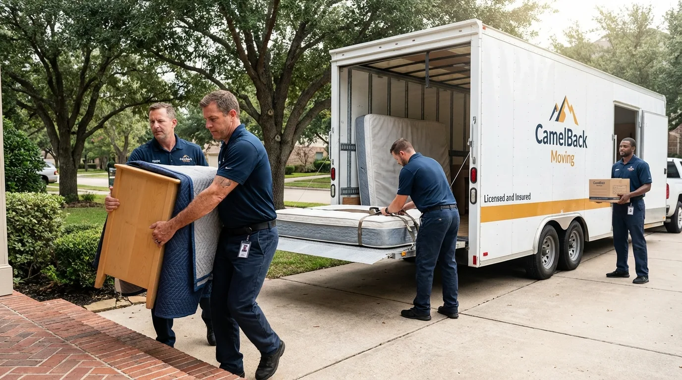 Crew loading residential truck for cross-state move from Port Saint Lucie, FL